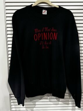 Vintage 90s Jerzees Made in USA Opinion Embroidered Sweatshirt XL